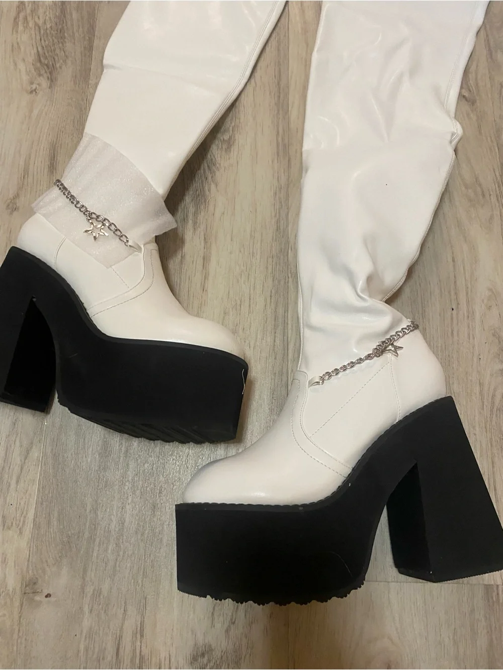 Dolls Kill x Bratz Angel Miss Socialite Thigh High White Charm Boots - BRAND NEW